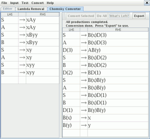 Chomsky converter JFlap