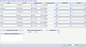 definiendo campos a tabla 2 phpMyAdmin