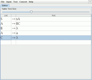 gramática introducida en JFLAP