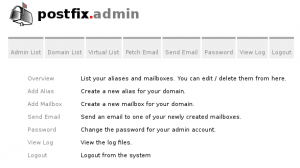 postfixadmin main screen