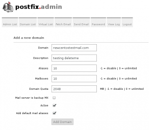 postixadmin add domain